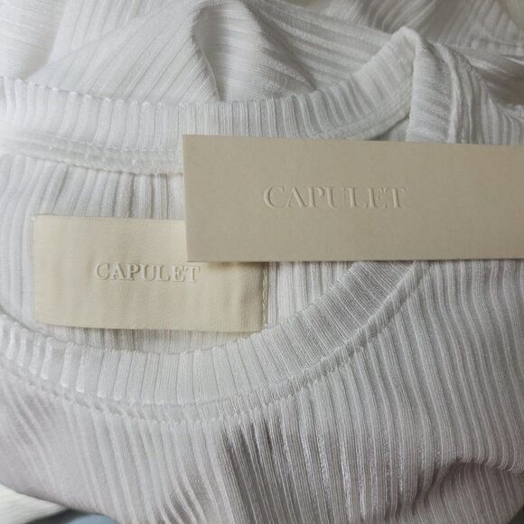 𝅺capulet NEW Jasmine Ribbed Shiny Tee White XS - Picture 6 of 7